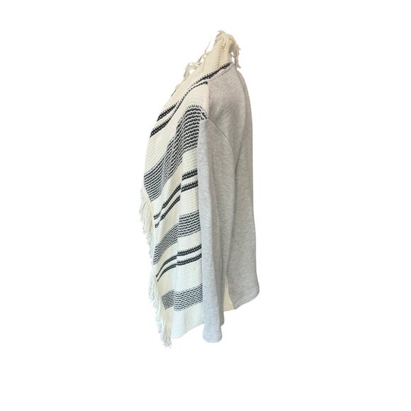 Dolan Sonia Left Coast Collection Fringe Open Cardigan Sweater M Cream Grey - Picture 5 of 12